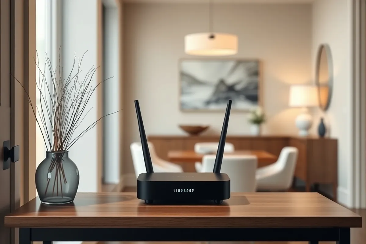 Phone showing a Wi-Fi signal strength test in a home office